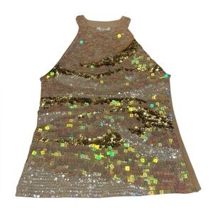 Vintage Cache Sequin High Neck Top Size Large